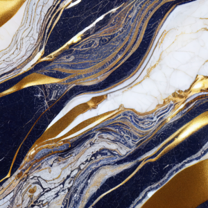 tableau mural métal abstrait bleu or luxe effet marbre moderne