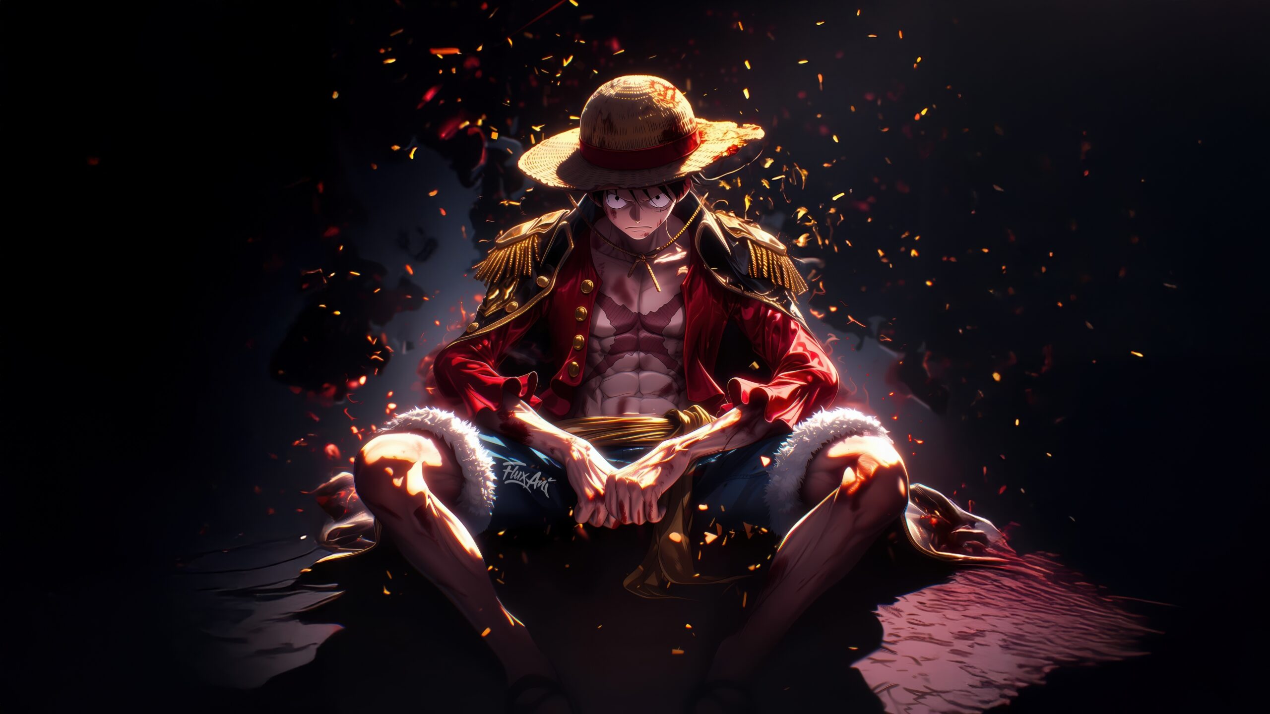 tableau mural métal luffy one piece pirate anime regard intense feu énergie tableau mural métal luffy one piece pirate anime regard intense feu énergie