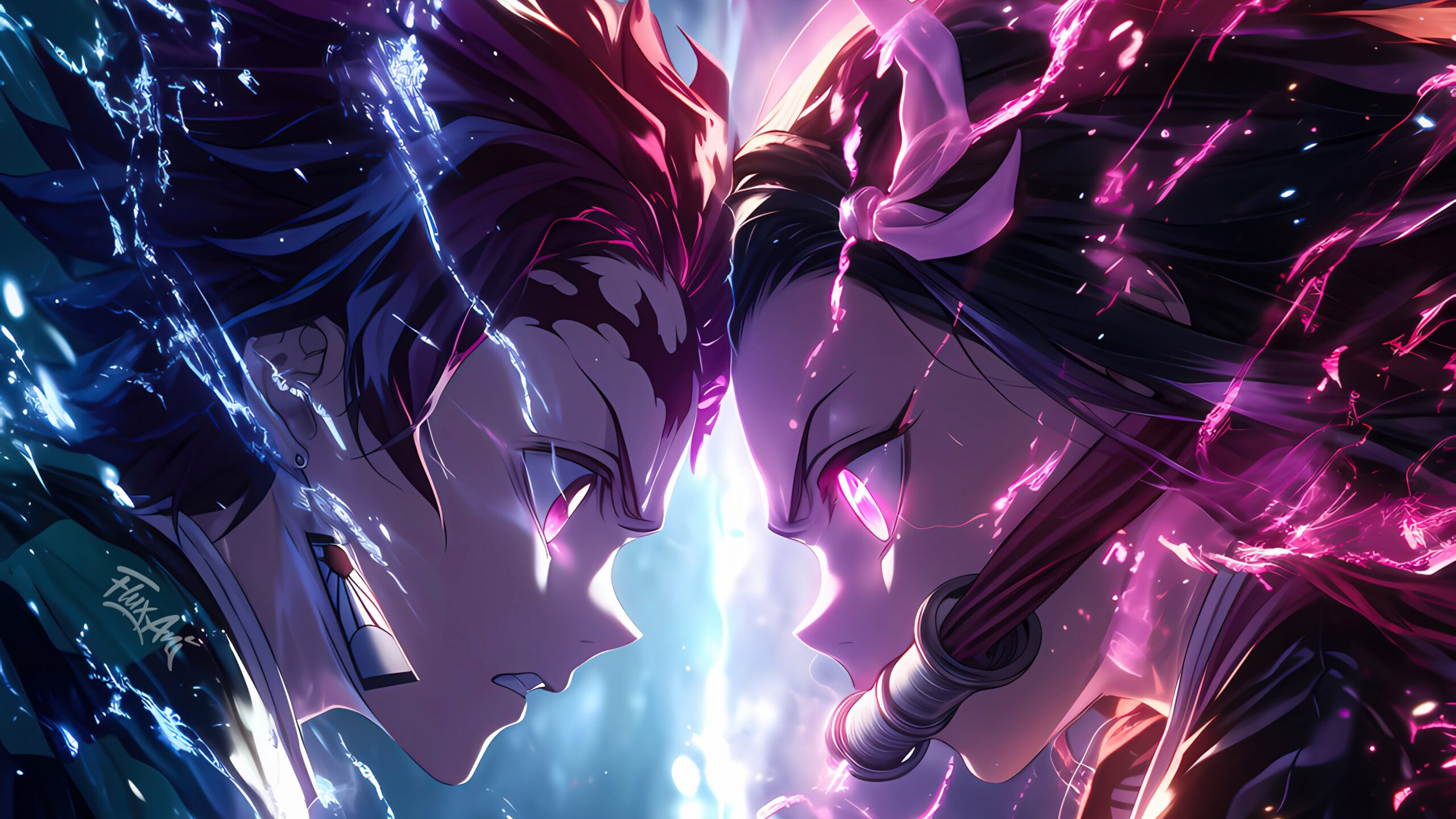 tableau mural métal demon slayer anime confrontation électrique tableau mural métal demon slayer anime confrontation électrique