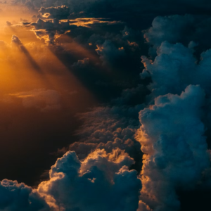 Nature tableau mural métal ciel nuages lumière dorée paysage céleste dramatique
