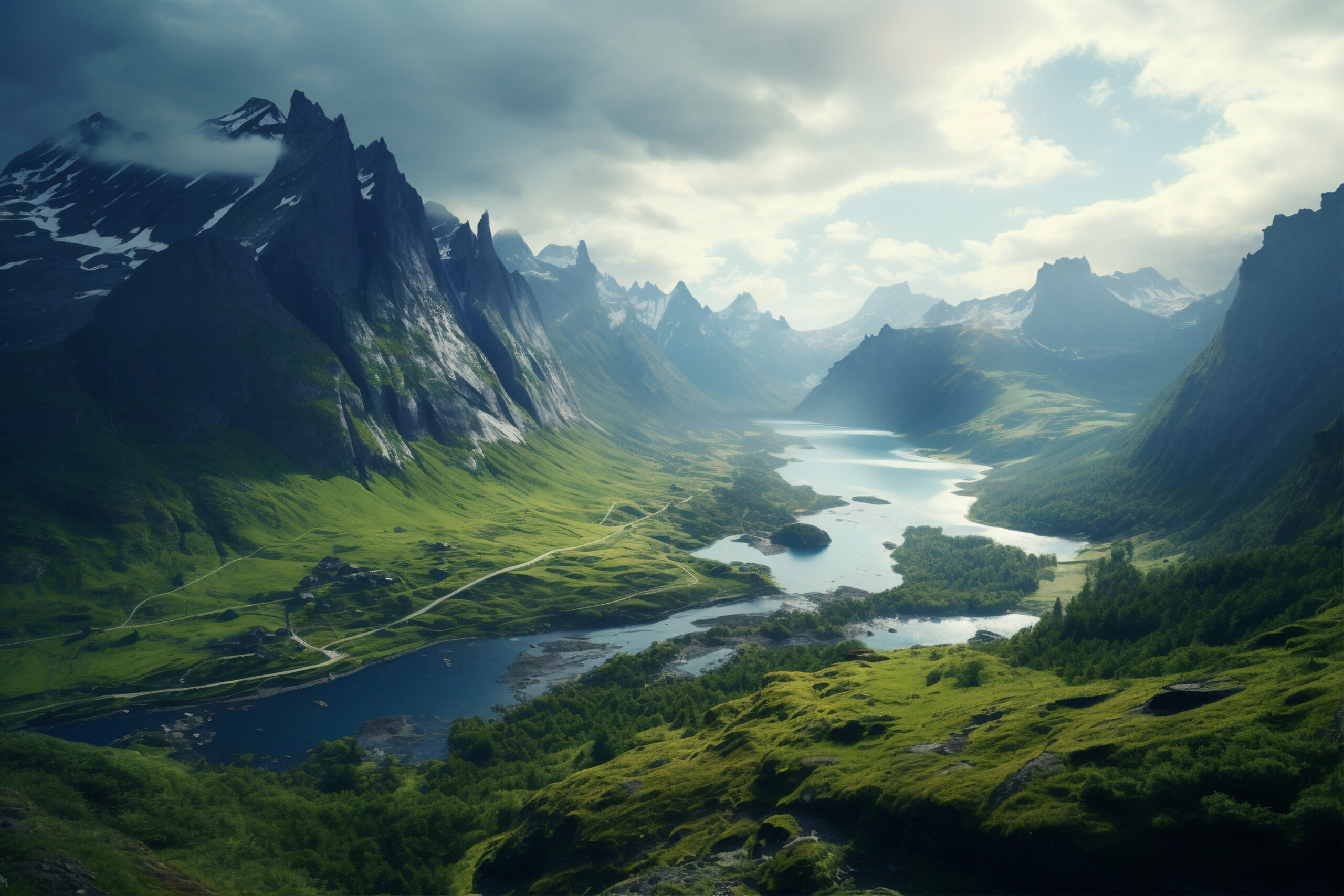 tableau mural métal paysage montagne vallée lac nature panoramique tableau mural métal paysage montagne vallée lac nature panoramique