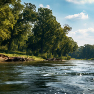 tableau mural métal nature rivière forêt paysage zen